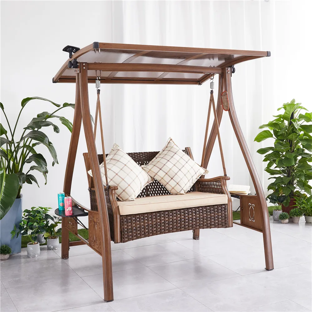 Garden Outdoor swing Chair 3 seats Hanging swing Chair Rattan woven seat