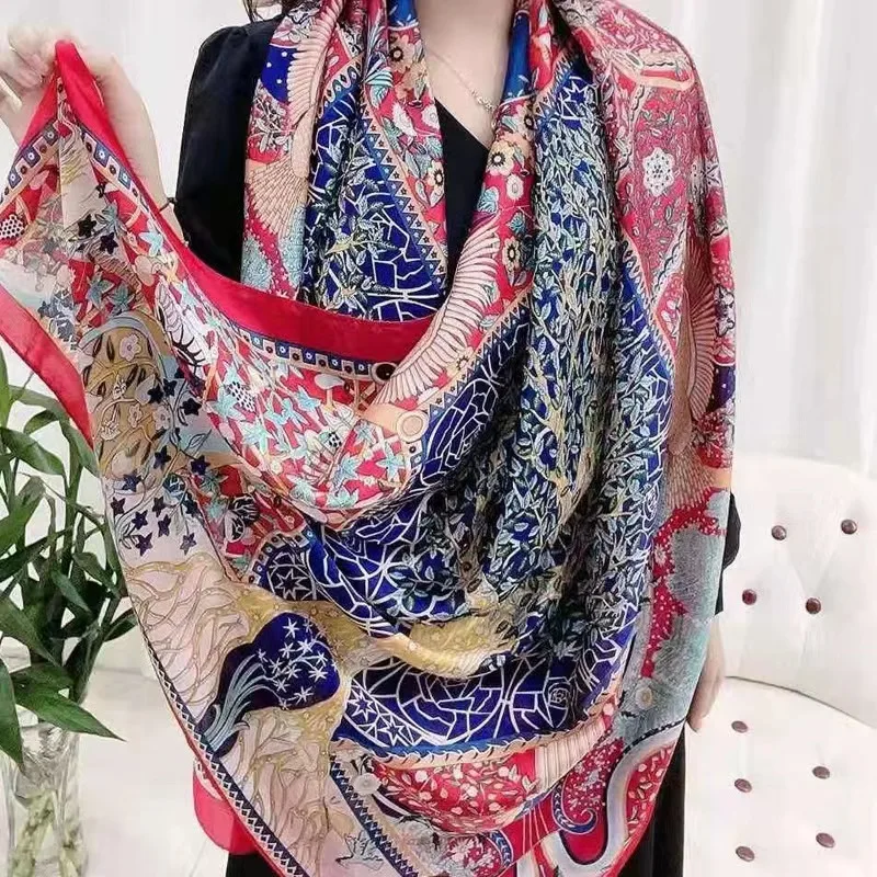Женский шелковый шарф с принтом 100% длинный атласный модный дизайнерский легкие шарфы