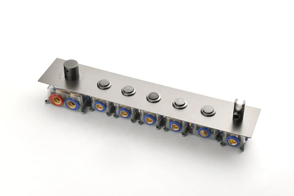 Hidden Four-function button: all-copper thermostatic  Control switch with water flow control  Accessories for shower set