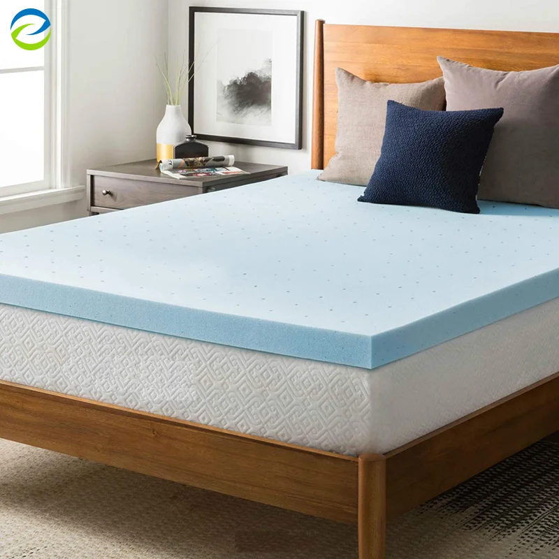 Memory foam Cooling gel infused mattress topper with bamboo removable cover