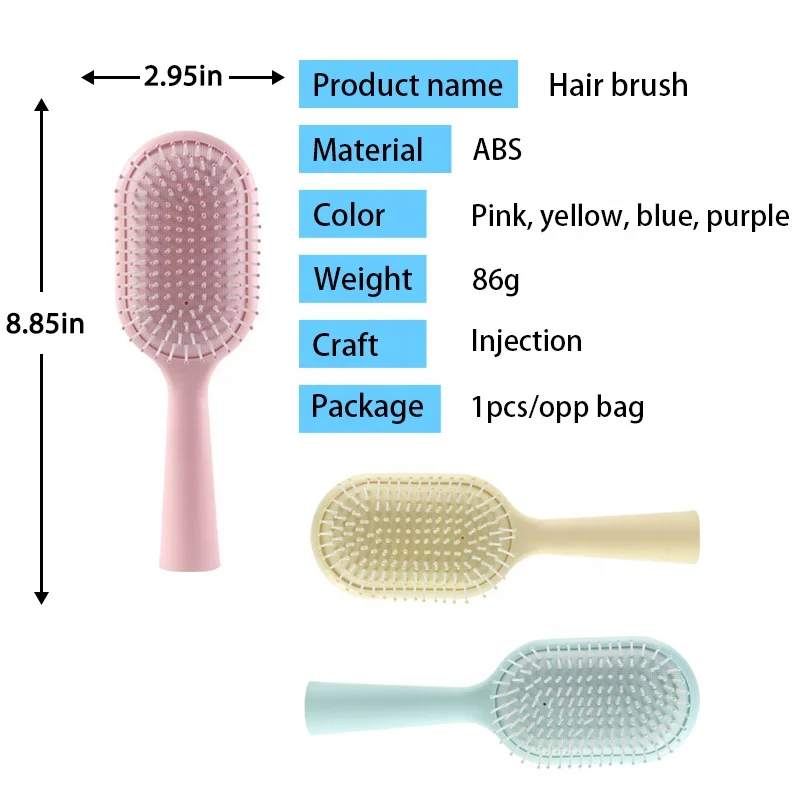 Customized logo new design colorful hair brush detangler massage cushion hair brush