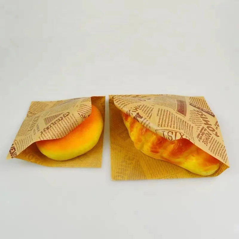 Wholesale custom logo printed grease proof white food burger snack paper packaging bag disposable wax donut paper bag