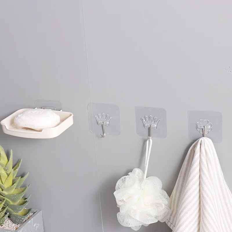 
Heavy Duty Adhesive Wall Sticky Hooks for Kitchen and Bathroom Unique Transparent Super Heavy Hooks 