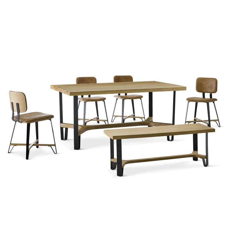 HONGJIA VZCH4630-03 Modern Dinning Room Furniture Solid Wood Home Furniture  Chairs Metal Frame