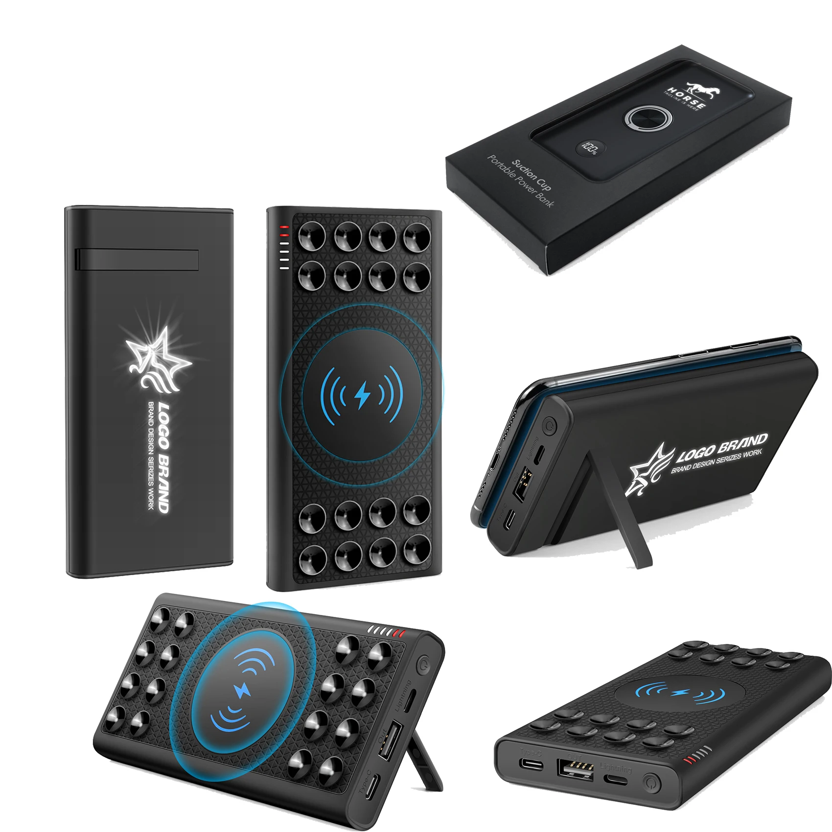 Corporate Gift Set Mini Wireless Charging Power Bank Portable Wireless Station With Sucker Suction For Employee Onboarding gifts