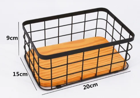 
Small Wire Basket With Wooden Base 