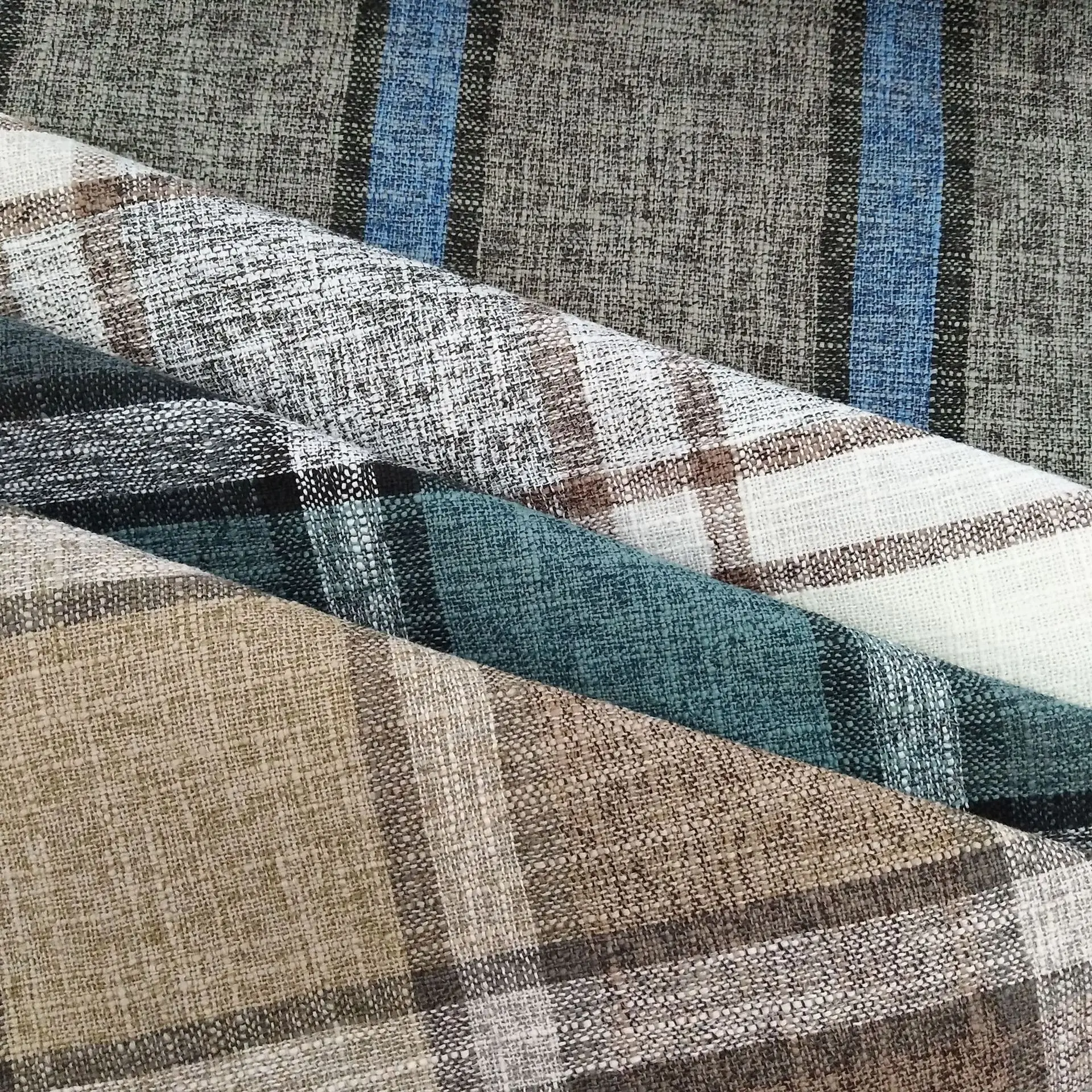 high quality multiple colors price upholstery plaid linen sofa clothes fabric