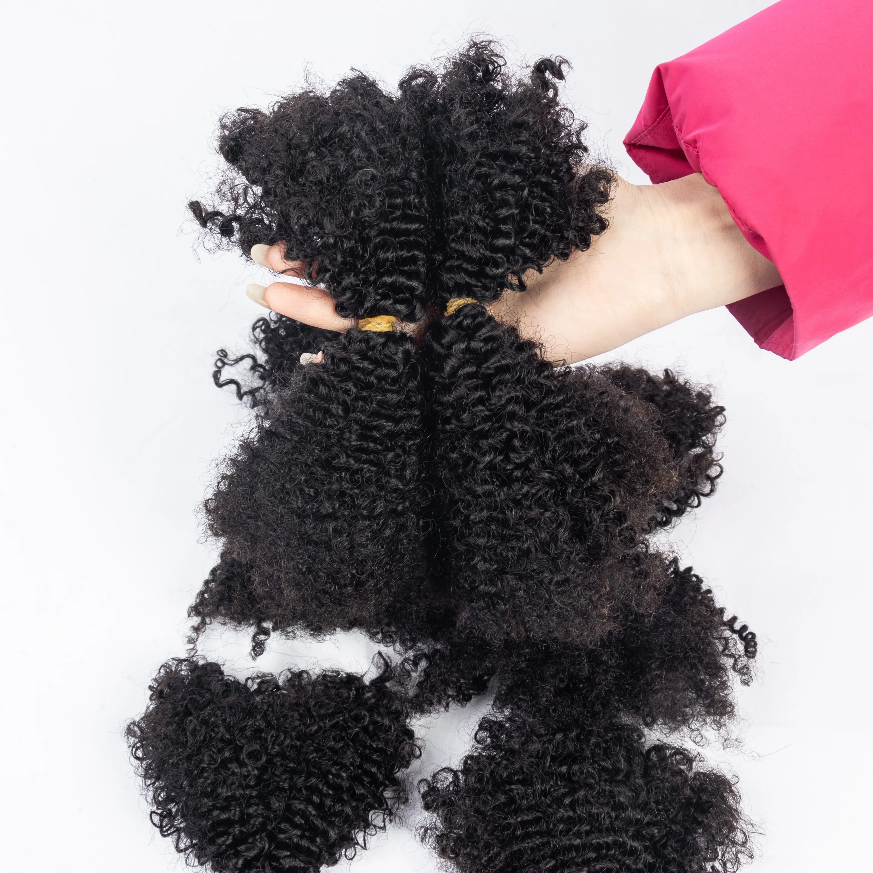 Afro curly Bulk Double Drawn Afro Kinky Bulk Human Hair for Braiding and Twist 4B4C Braiding Hair Extensions