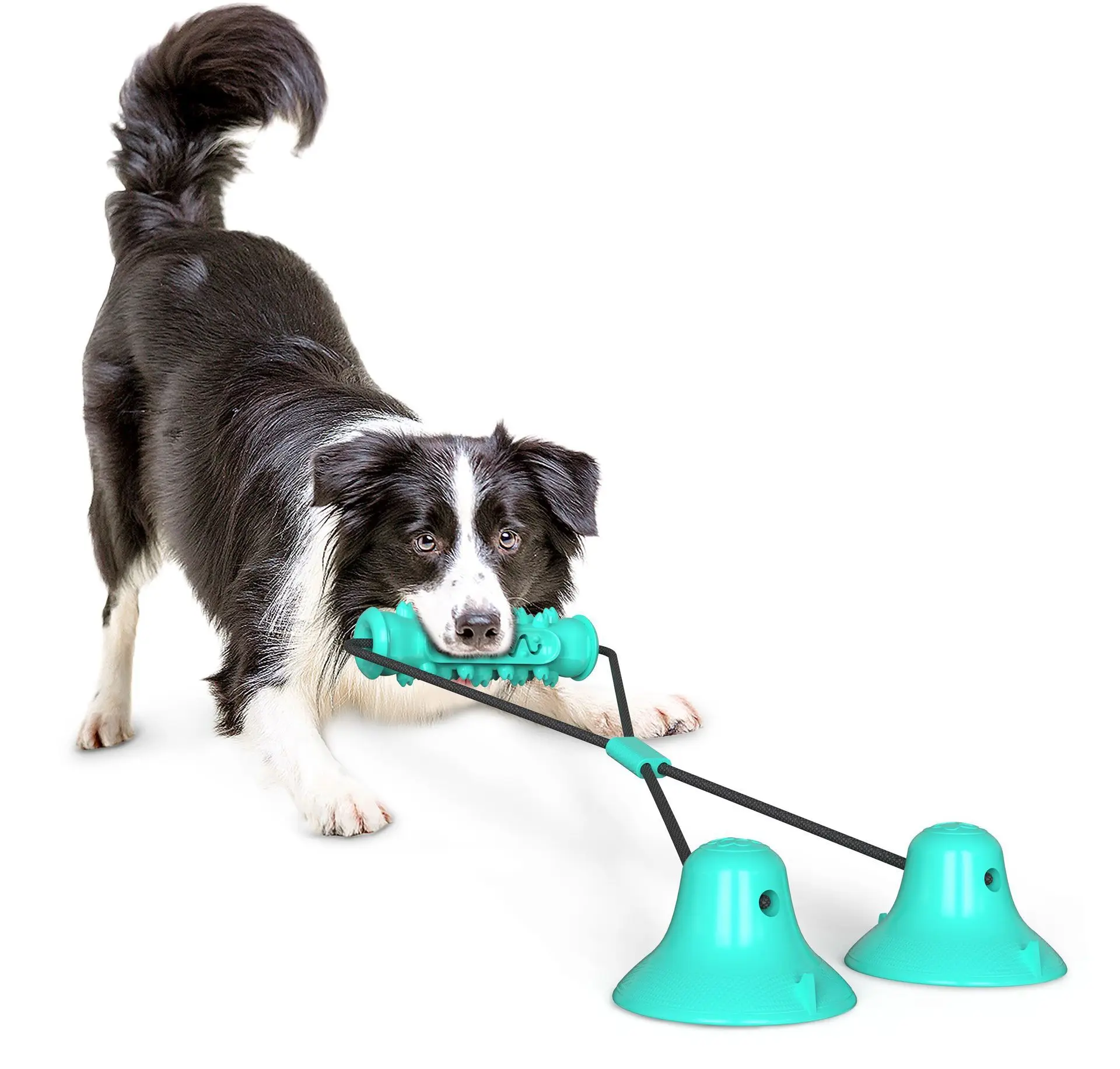Safe Durable Rubber Teeth Cleaning Dog Pull Toy Strong Double Suction Cup Dog Chew Toy