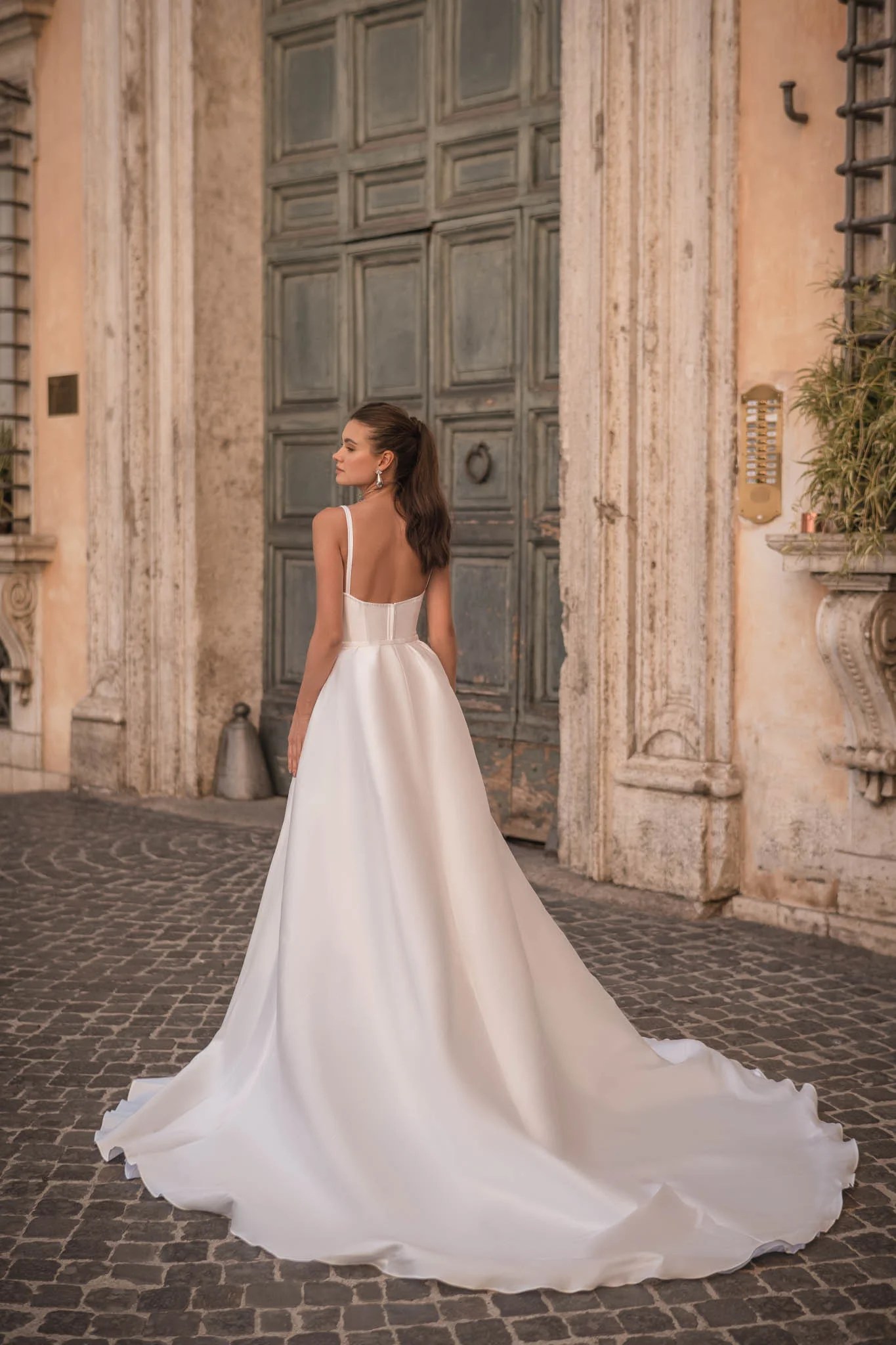 Mumuleo Wedding Dresses Square Neckline Bridal Gowns With Detachable Train A Line Side Side Satin Vestido De Novia