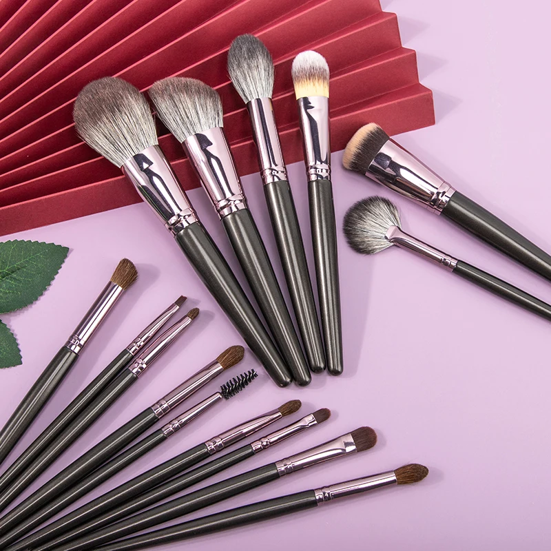 September sourcing festival hot sale your-own-brand-makeup-brush-set natural bristle makeup brush 15pc makeup brush