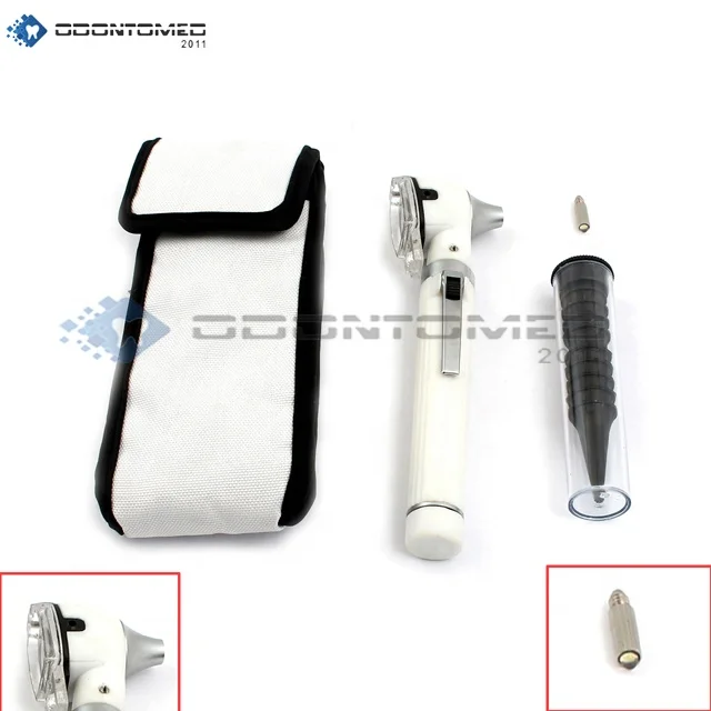 Otoscope - Compact Pocket Size Fiber Ent Optic Otoscope White Otoscope + Free Bulb (White)