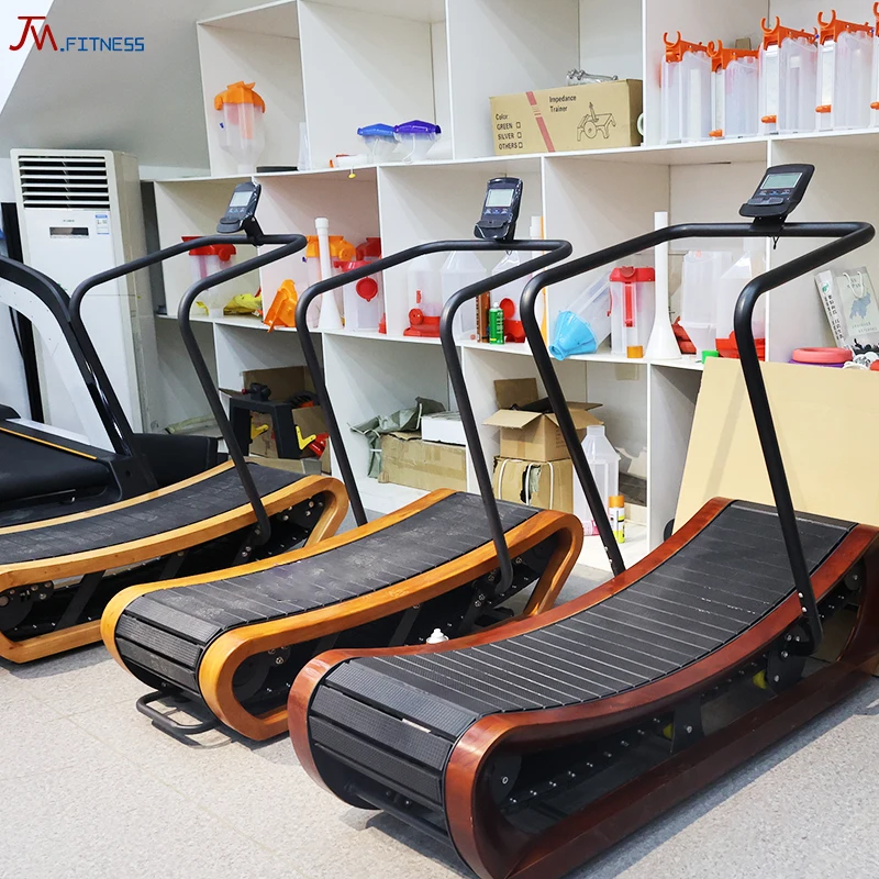 Stable quality non motorized wooden curved treadmill non electric running machine unpowered wood curve treadmill