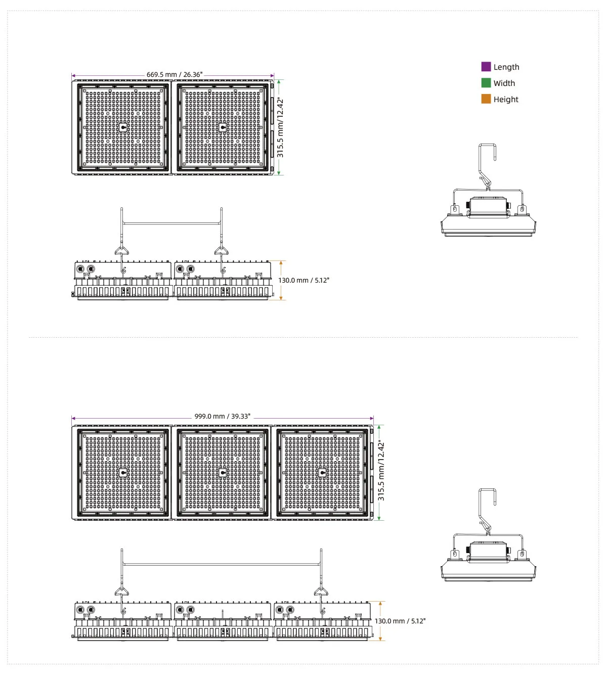 Day light sensor timer dimmable Indoor hydroponics Rack Greenhouse Cultivation Led Grow Light Bar 800w 1200w 1500wFor Plant Grow