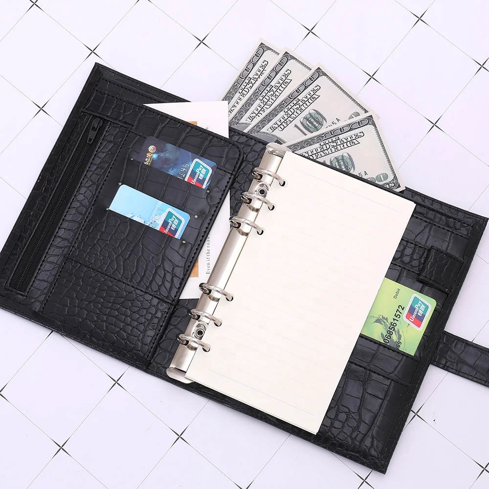 Etsy Лидер продаж зеленый слоновой кости белый черный розовый желтый фиолетовый серо-коричневый серый A6 с узором под крокодиловую кожу 6 колец бумажник Обложка