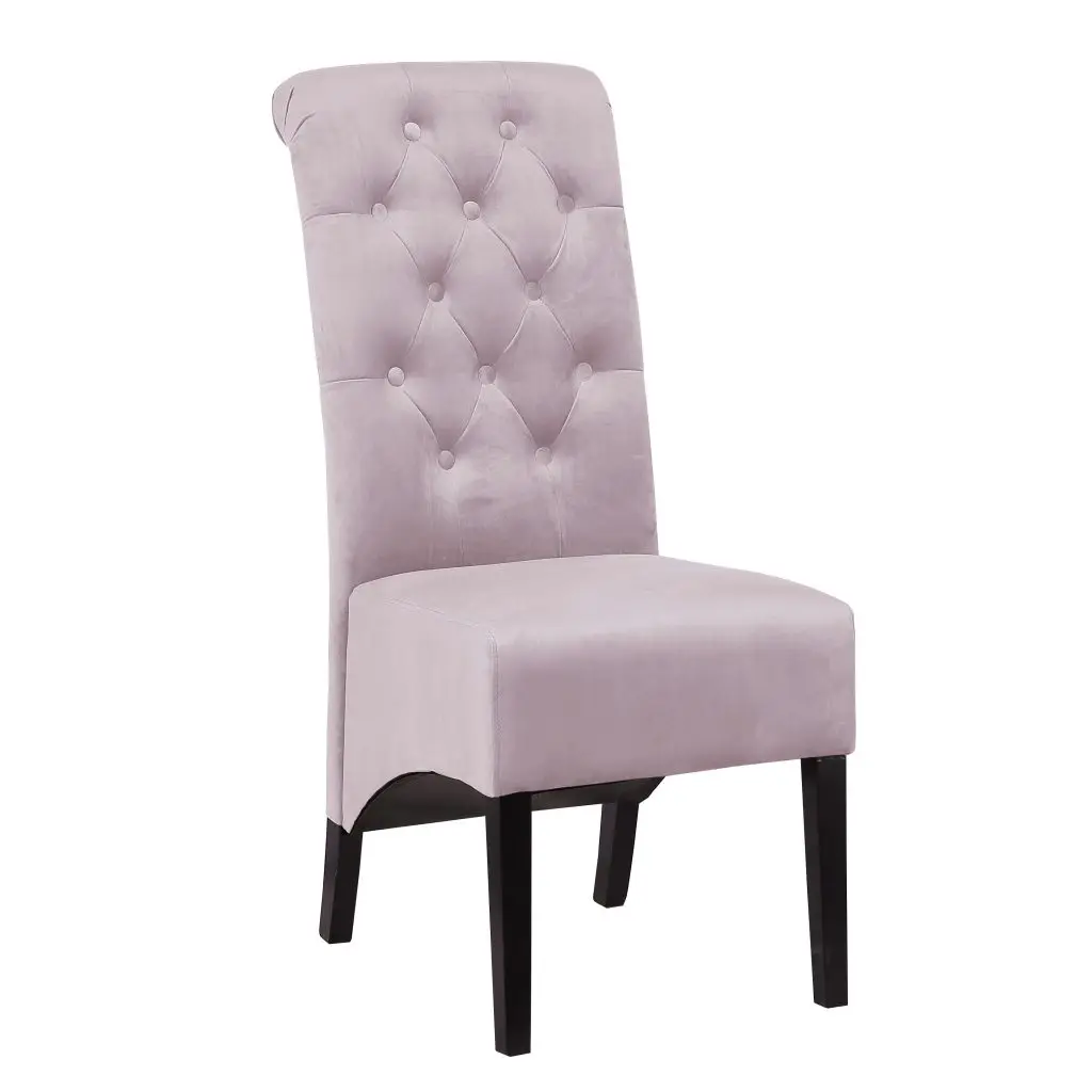 Midcentury Classic Wood Furniture Dining Room High Back Velvet Fabric Upholstered Tufted Dining  Chair