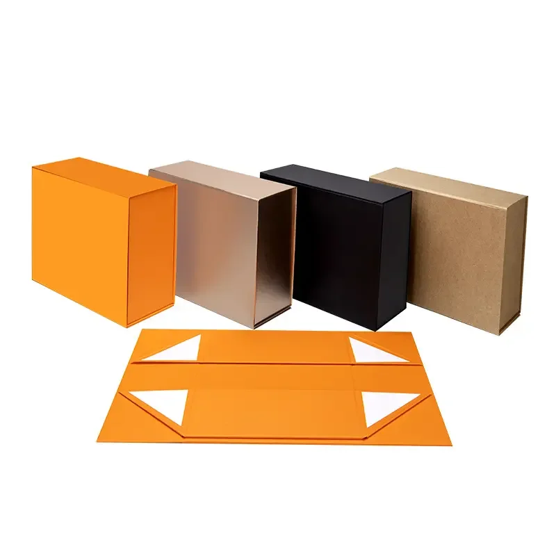 Customized Paper Cardboard Foldable Folding Gift Box Packaging Garment Apparel Clothing Packaging Magnetic Foldable Boxes