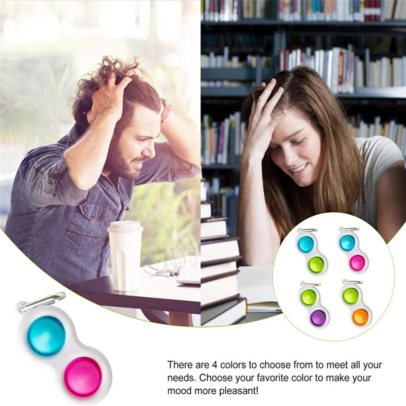 
3 Pop Pop Keychain Simple Dimp Stress Relief Key Ring fidget Hand Toys Handheld Mini Fidget Toy 