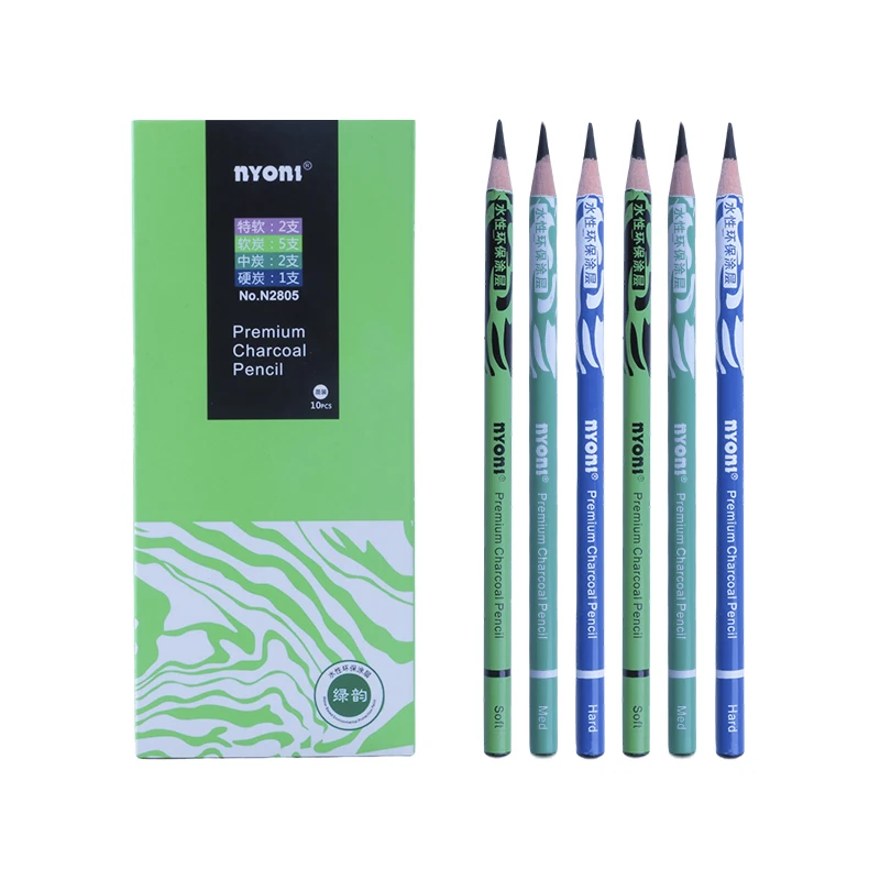NYONI-N2805 Professional Art Standard Natural Wood Water Based Paint Charcoal Pencil
