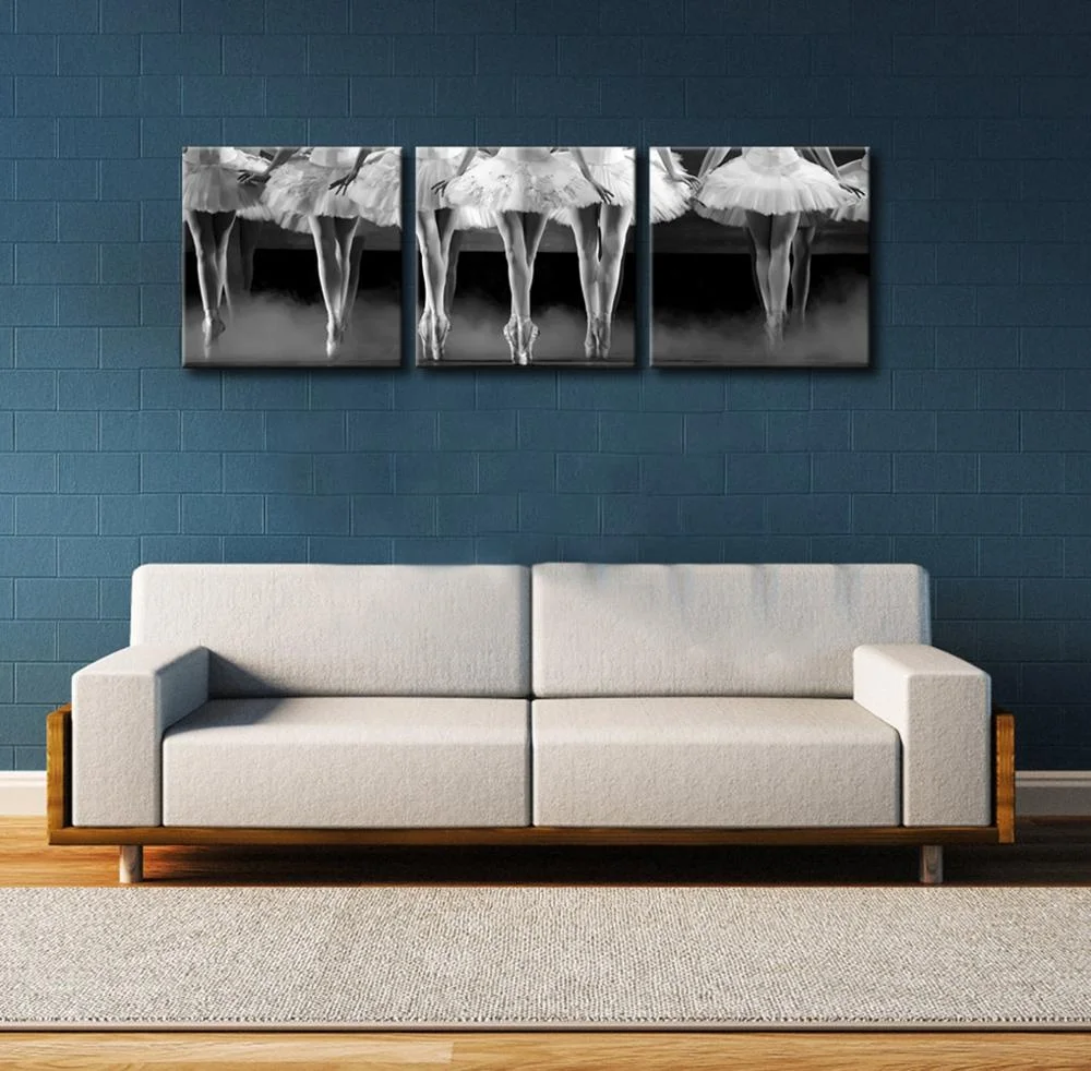 Black and White Ballet Wall Decor Beautiful Ballerinas Dancing with White Tutu Poster Picture Modern Girl Room Decoration