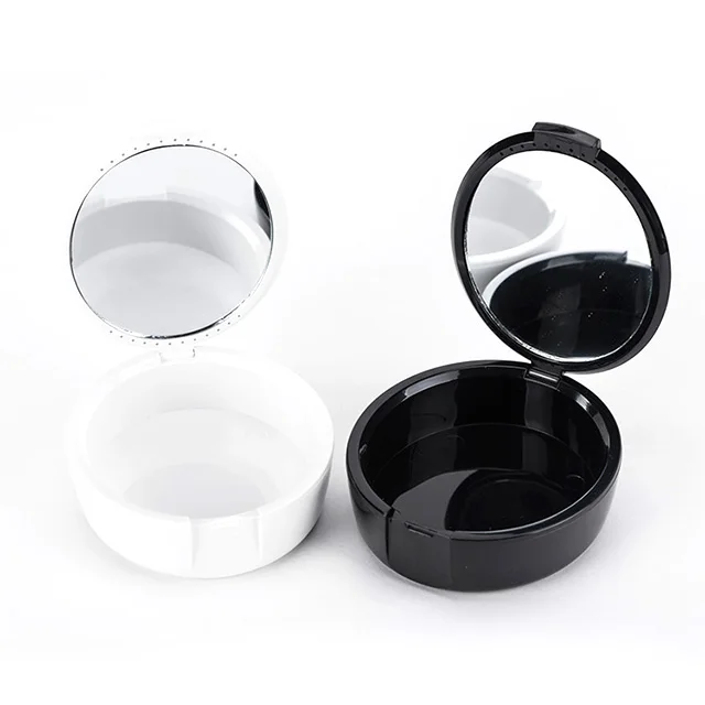Oral plastic aligner case portable denture box with mirror and clean brush