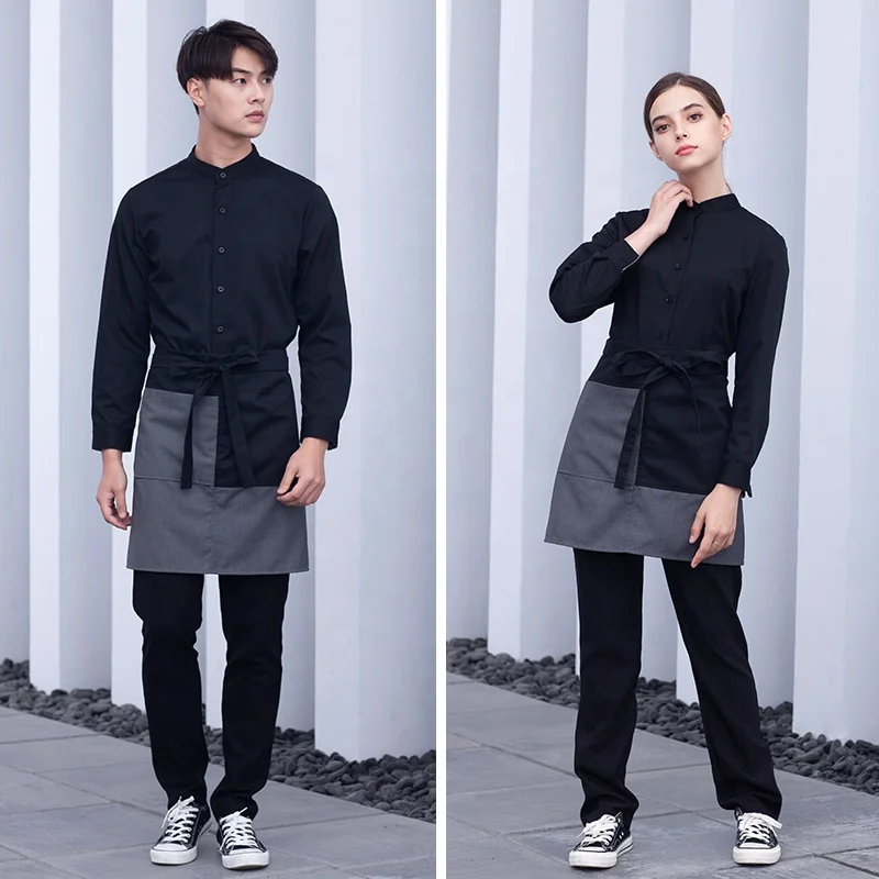 Astean waiter uniform long-sleeve suit shirt apron Mosaic theme of Chinese and western restaurant collar uniform