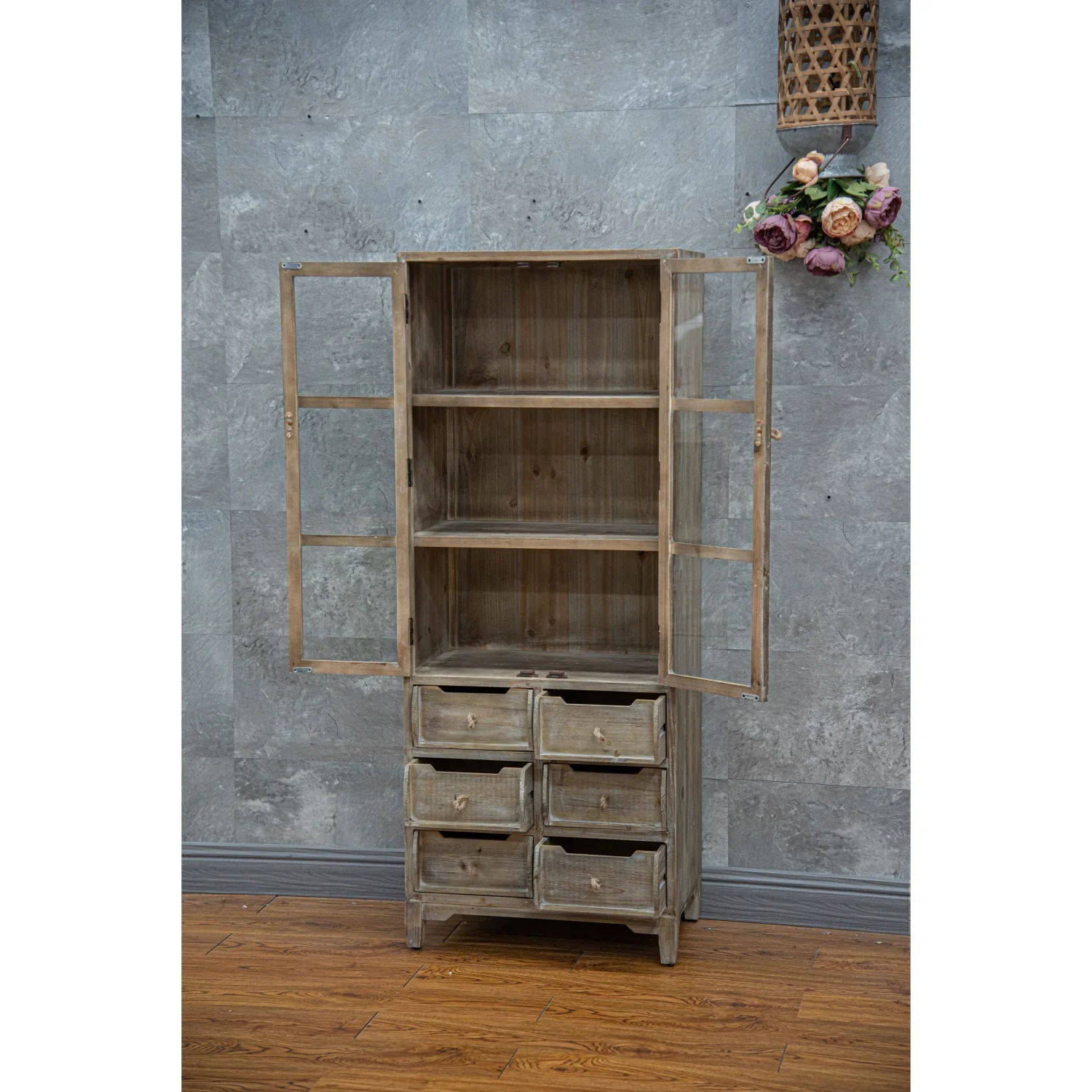 Деревенский американский деревенский стиль, античный деревянный высокий шкаф, деревянная мебель, декоративные шкафы для хранения с дверями и ящиками