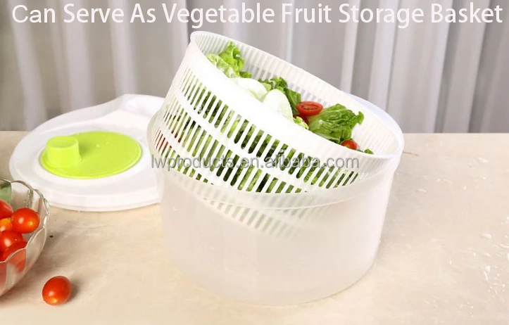 Quick Dry Hand Spinning Drainer Basket Colander Fruit Dehydration Lettuce Dehydrator Vegetable Spinner Machine Salad Dryer