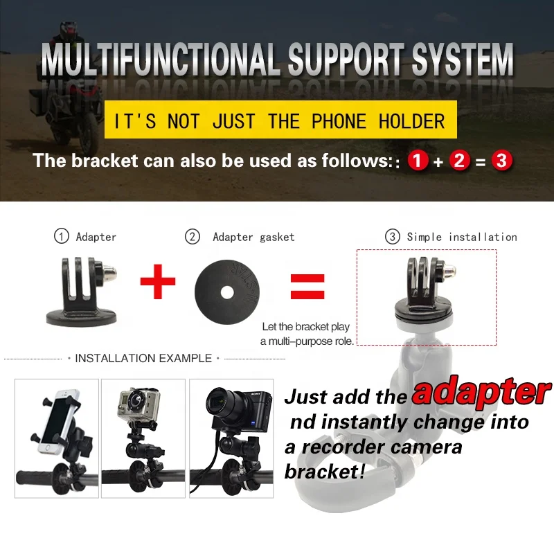 N-star 5.5-6.5 Inch Ball Head Motorcycle Mobile Phone Holder Rear View Mirror Fixed Car Holder