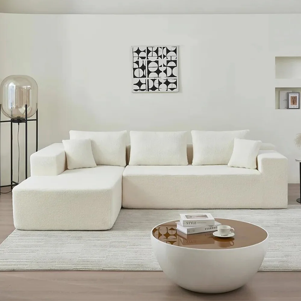 High Quality Luxury Modern Custom Fabric White High Density Sponge Compress Sofa For Home Living Room Furniture Office Couch