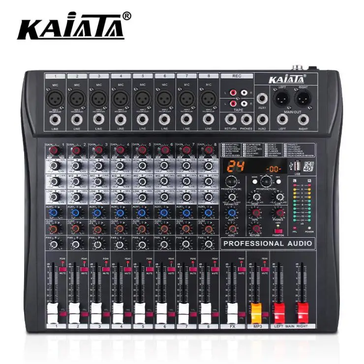 KAIKA 8 channels and 24 kinds of DSP professional digital mixer, studio, karaoke room, DJ controlled Audio Mixer.