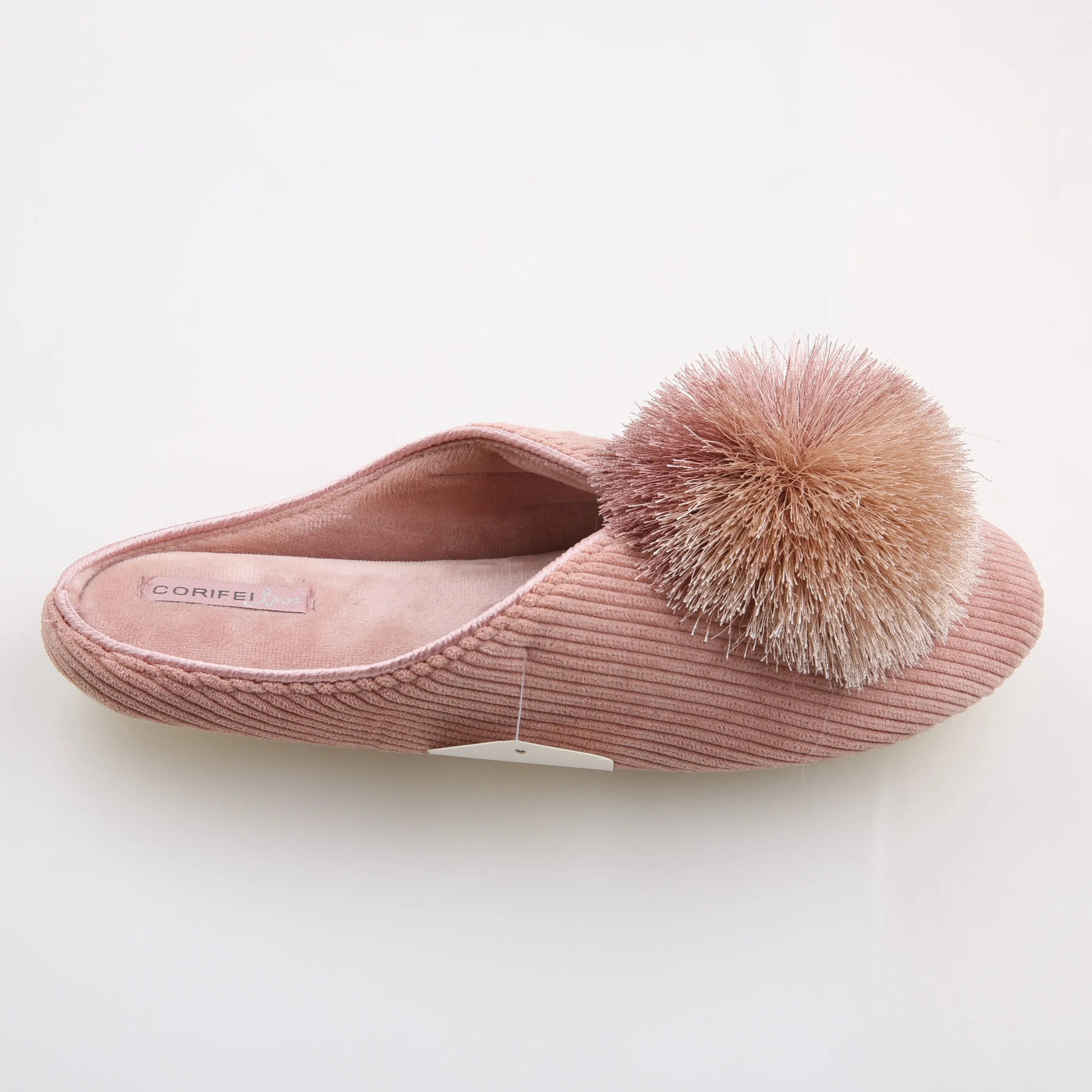 CORIFEI POM POM non slip outsole comfy ladies flat slippers women plush indoor slipper