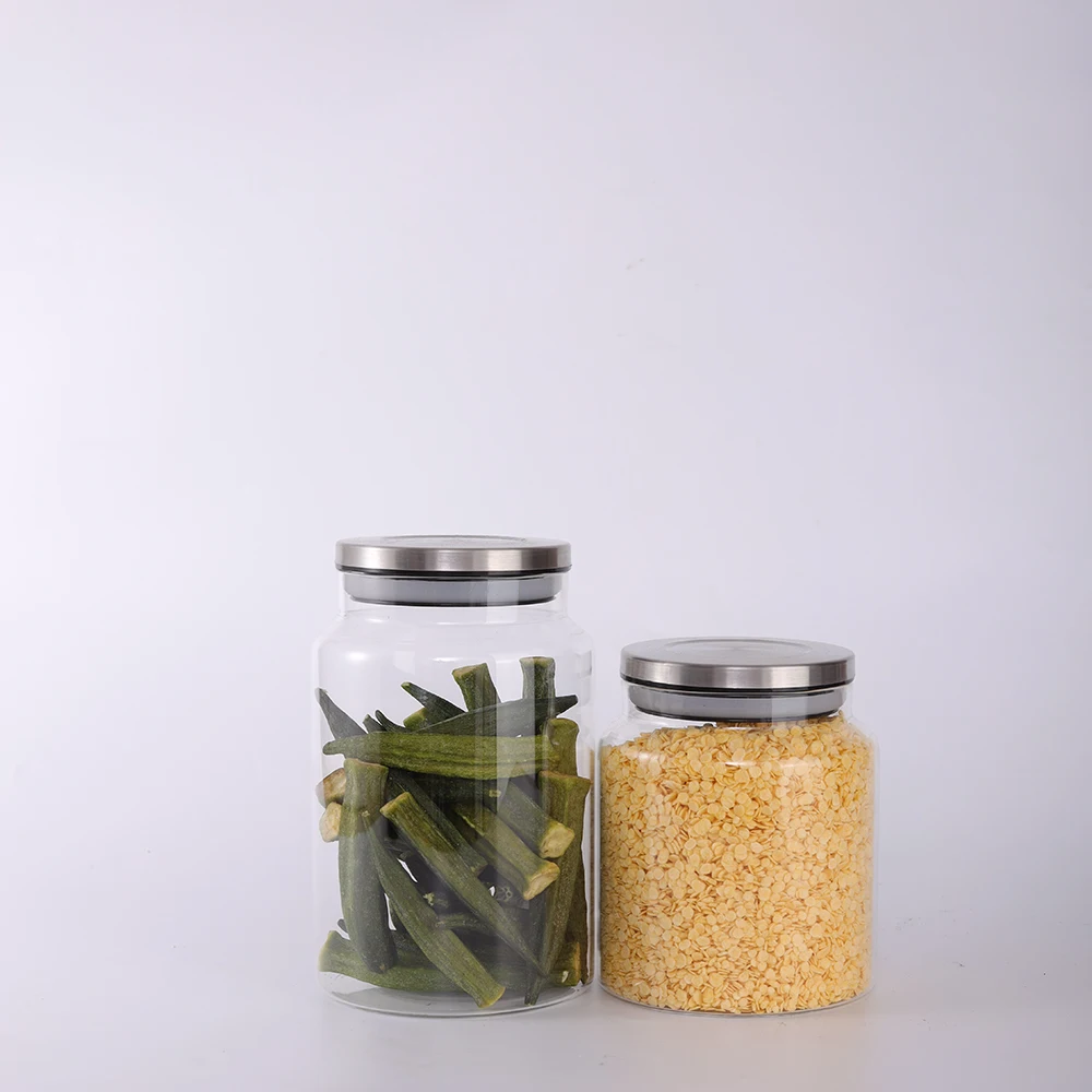 Low Moq Kitchen Glass Bottles Clear Glass Storage Jar 600ml Coffee Tea Sugar Canister Sets