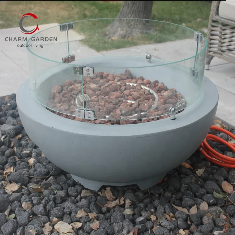 Concrete Tabletop Fire Pit Bowl Mini Personal Fireplace for Indoor and Outdoor Use