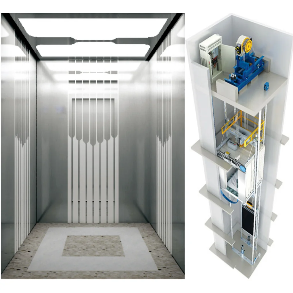 Роскошная кабина лифта индивидуальный пассажирский лифт 630 кг 800 подъем 4/6/8 пассажиров доступная цена