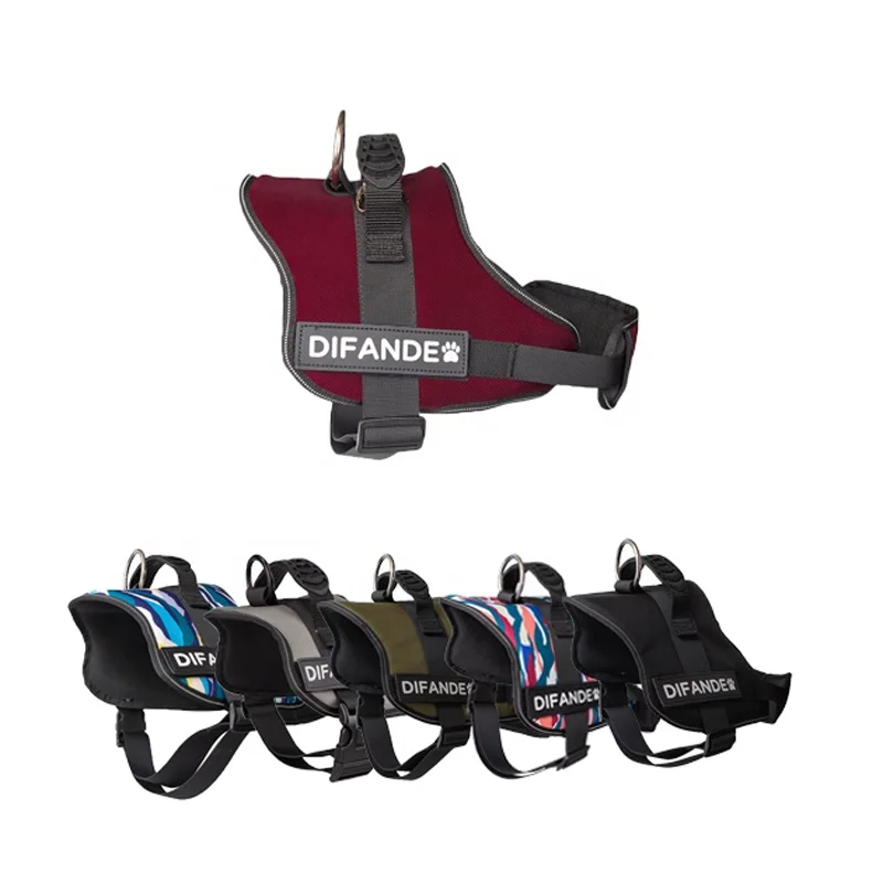 Adjustable Straps Reversible Patches Padded Handle Pet Vest Dog Harness for Dog