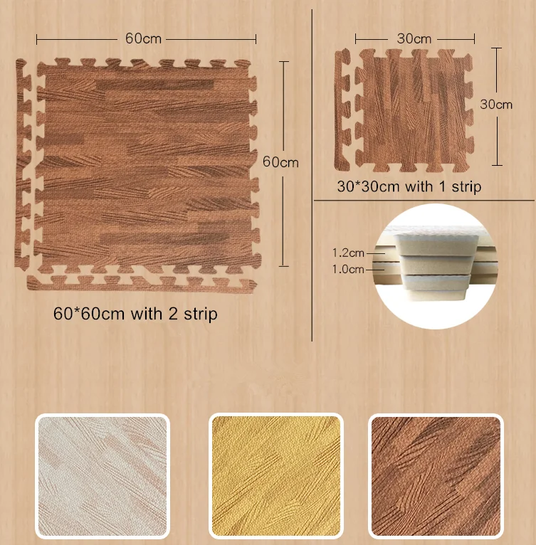 EVA FOAM FLOOR PUZZLE TATAMI GYM MATS BABY PLAY SOFT FLOOR MATS WITH WOODEN PATTERN