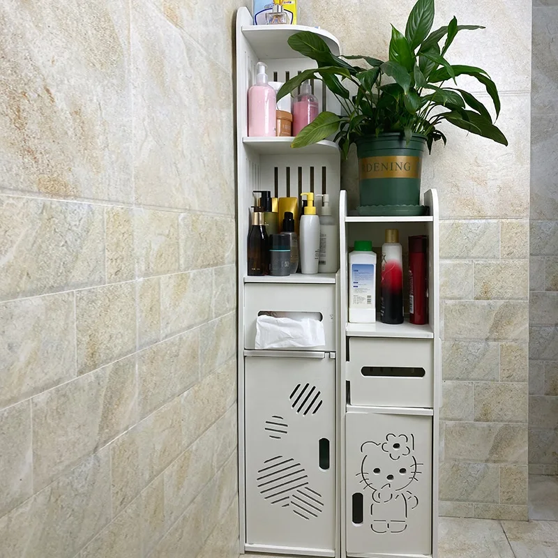 
Cheap Wholesale Waterproof Fireproof Wall Corner Shower PVC Wood Plastic Bathroom Kitchen Wooden Rack Storage Organizer Shelf 
