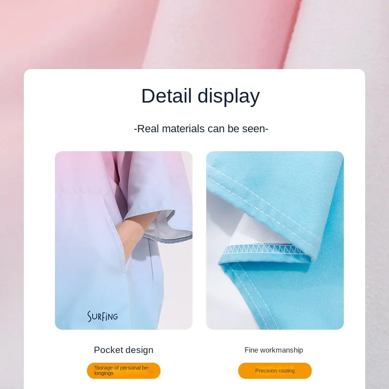 Wholesale Printed Quick Dry Adult Bath Beach Surf Hooded Microfiber Changing Robe Poncho Towel