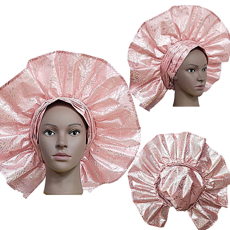 Unique Design Fashion Exaggerated African Turban Women Round Sego Already Made Headtie Turban
