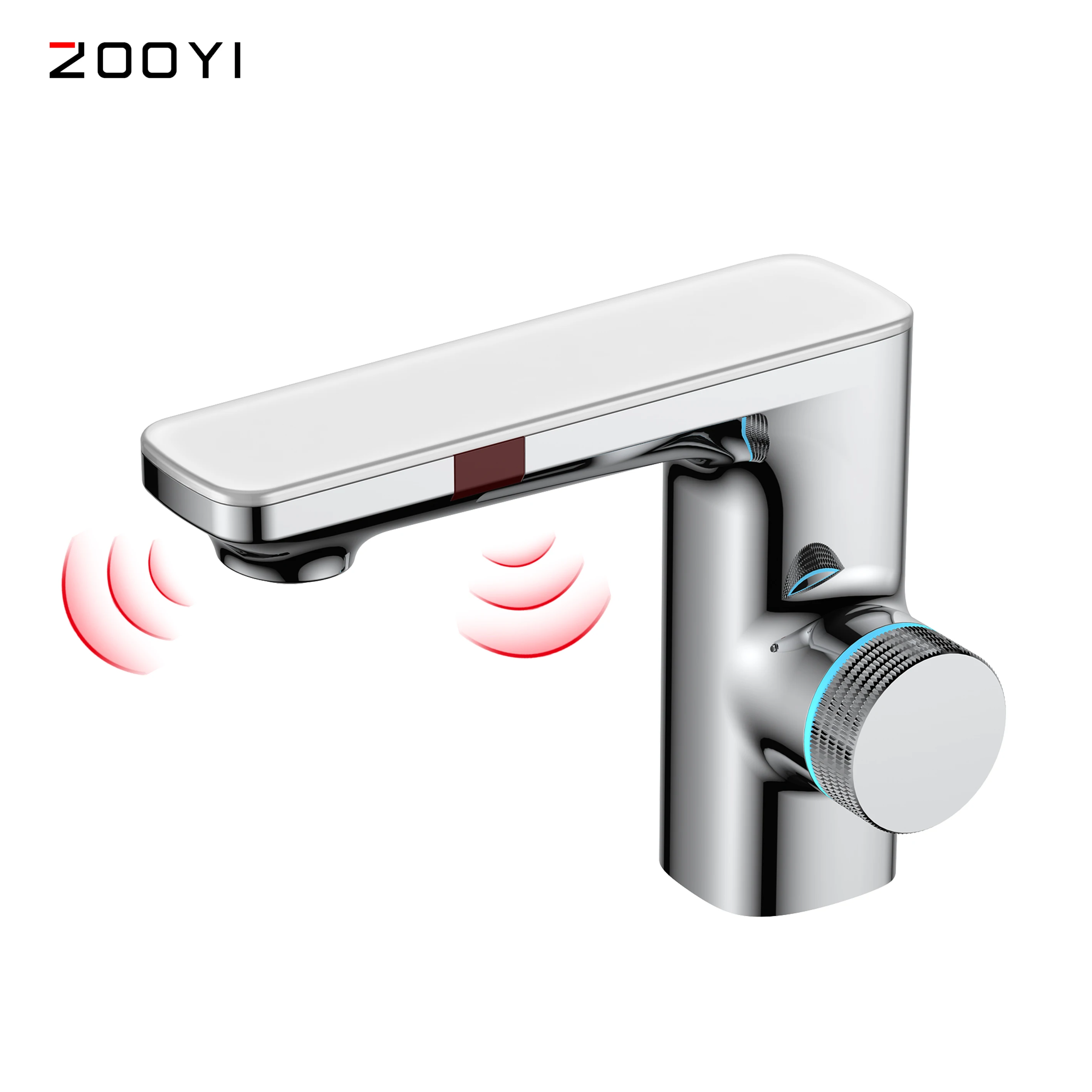 
ZOOYI smart water automatic tap auto sensors faucet bathroom Infrared basin mixer faucet with Digital display 