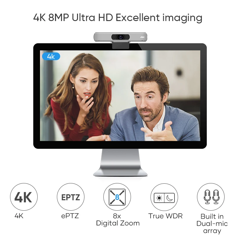  USB-камера для видеоконференций Rocware 4K Ultra HD ePTZ вещательная камера с широким обзором 120 дюйма зуммируемая веб-камера небольших