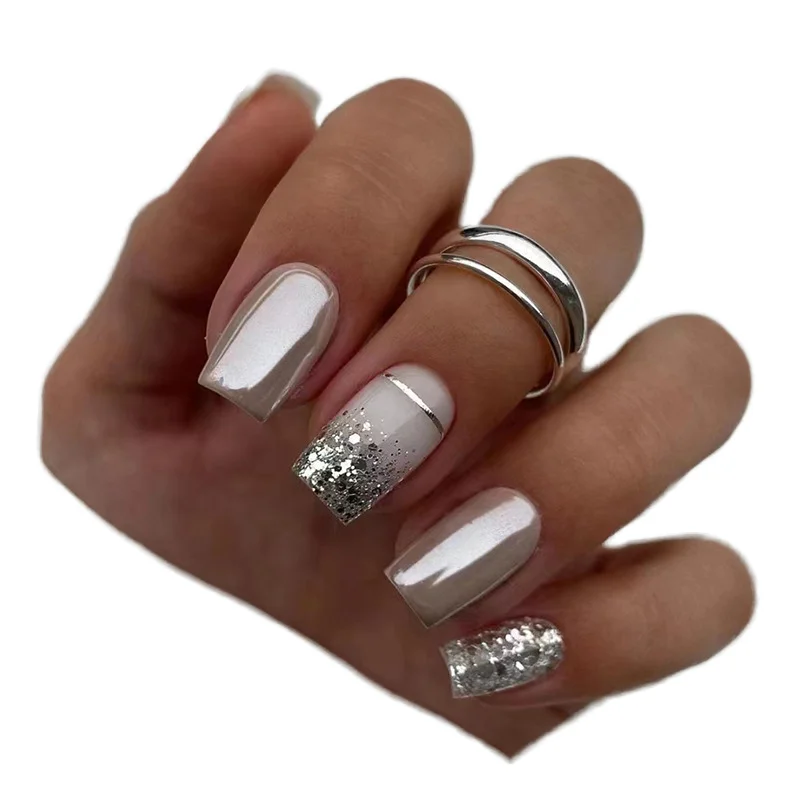 Short quality acrylic fake nails personal custom luxury manicure