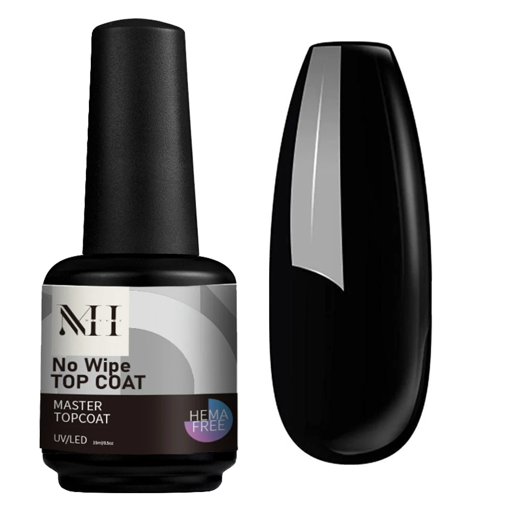 MH New Series Superior Quality Diamond Glass Top Coat Gel Polish No Wipe Long Last Hema Free Top Coat Base Coat Nail Art Varnish