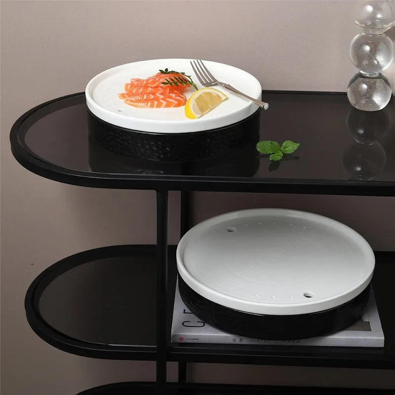 2024 Other Hotel & Restaurant Sushi Plates & Dishes Molecular Gastronomy Dry Ice Dishes High Quality Matt Ceramic Dry Ice Plate