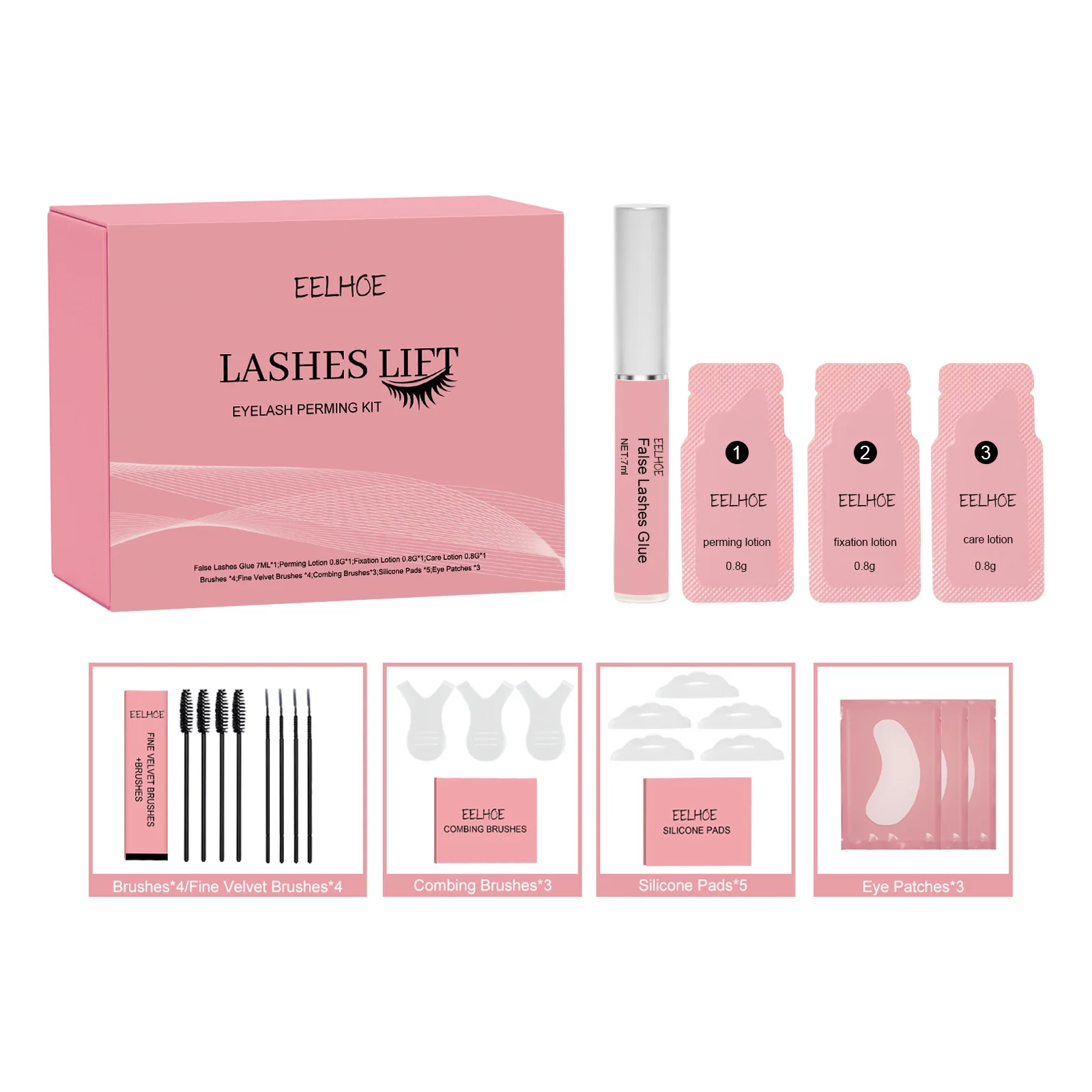 EELHOE Convenient quick eyelash perm set  Cheap COGS family salon lash lift kit Curling eyelash set natural  volume & curl SS