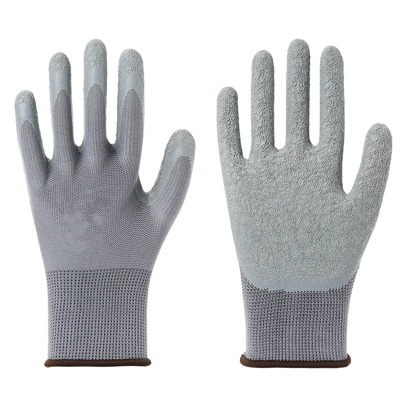 13G latex wrinkled gloves thickened protection breathable frosting site handling anti-slip garden work gloves