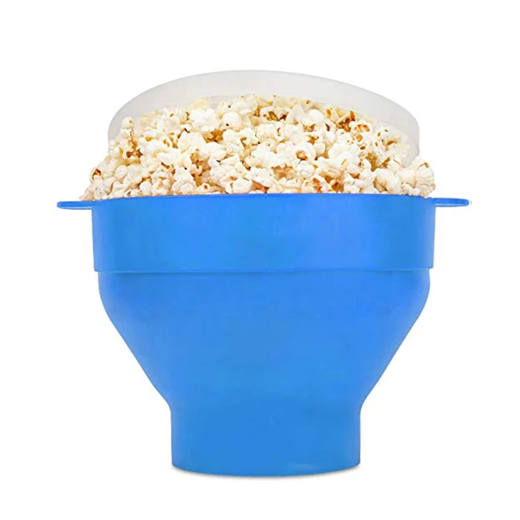Hot Custom Food Grade Bpa-free Reusable  Folding Microwave Silicone Popcorn Bucket