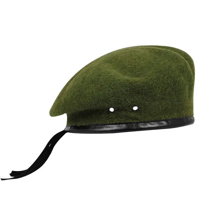 Tactical Wool Flat Top Boy Girl Green Golf Beret Navy Blue  Forward Hats Custom Logo High Quality Scout Beret Cap
