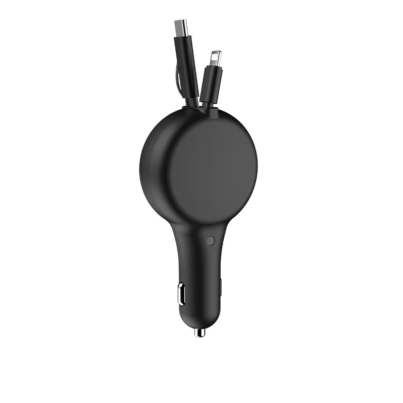 Автомобильное зарядное устройство с USB-кабелем, зарядное устройство для телефона с USB-кабелем типа C, быстрое автомобильное зарядное устройство PD + QC3.0